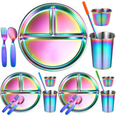 Yinder 21-piece kids dinner set full view for home meals and travel convenience