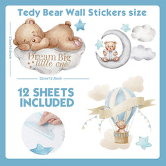 Yinder bear-highland-cow wall decal moon and stars layout adds whimsy to nurseries.