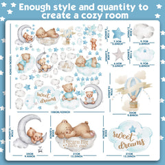 Yinder bear-highland-cow wall decal sheet features bears and balloons for kids' rooms.