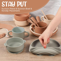 Yinder walnut snack cup with double handles supports independent sipping for toddlers.