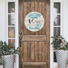 YINENA stork gender reveal wood decoration conveying newborn welcome moments