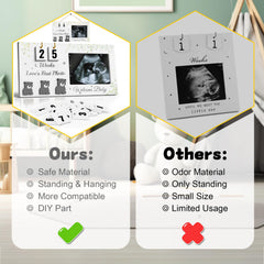 YinEpand ultrasound frame in elegant white MDF blends with nursery decor