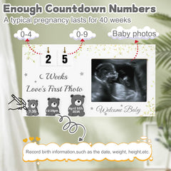 YinEpand frame features three bear-shaped milestone boards for birth details