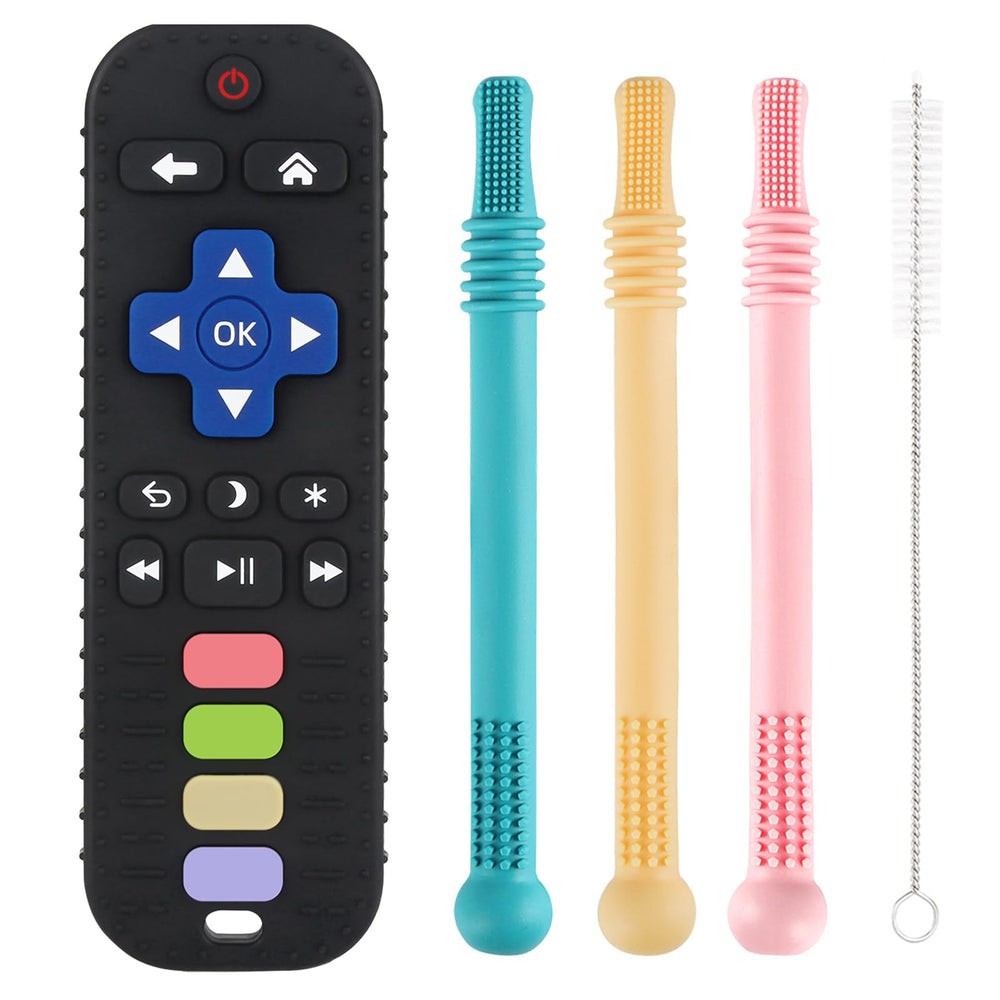 Yinghezu remote teether for babies, soothing gums and supporting early color recognition.