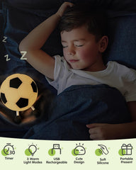 YISUN soccer night light shows 30-minute timer for easy auto-off.