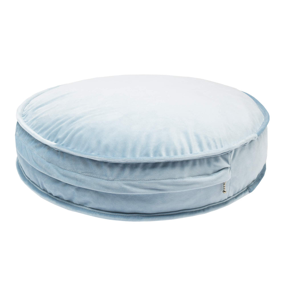 YIUOR velvet round floor pillow baby blue for cozy floor seating