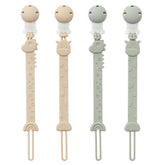 YIVEKO pacifier clip dinosaur ivory highlights safe one-piece silicone design for worry-free outings.