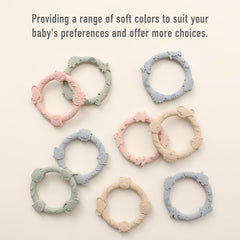 YIVEKO teether blue image demonstrates dishwasher-safe cleaning convenience