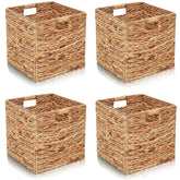 YJGYP9F water hyacinth cube basket on shelf for eco-friendly organization