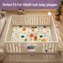 YJORIX baby play mat abstract grove pattern provides visual stimulation during tummy time and play.