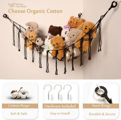 YKBU cotton rope hammock handmade by mom team for durable toy storage