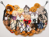 YKBU stuffed animal net hammock wall mount in black showing organized plush storage and space saving