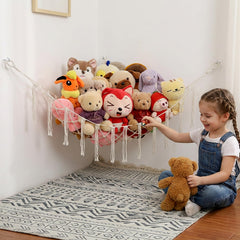YKBU stuffed animals hammock corner display keeps plush toys neatly organized in a corner.
