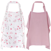 YKYUASD nursing cover two-pack pink floral, soft breathable fabric for comfortable coverage.