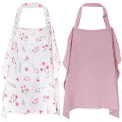 YKYUASD nursing cover two-pack pink floral, soft breathable fabric for comfortable coverage.