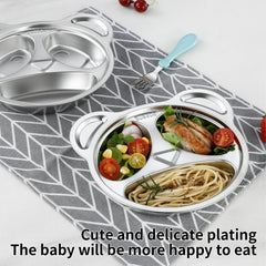 YLARMY panda shaped toddler plate close-up showcases kid-friendly size and easy gripping edges.