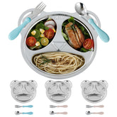 YLARMY panda divided plate 4-pack helps busy families serve balanced meals with engaging panda design.