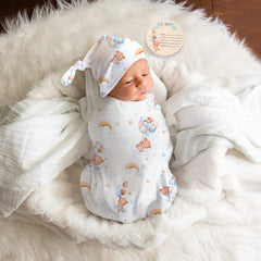 Ylsteed baby swaddle blanket with bear pattern, soft fabric promotes restful sleep.