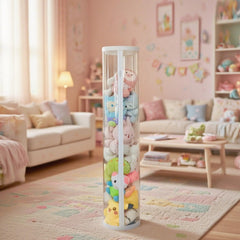 YOAIQIV stuffed animal storage tube tall profile saves space and tidies plush toys.