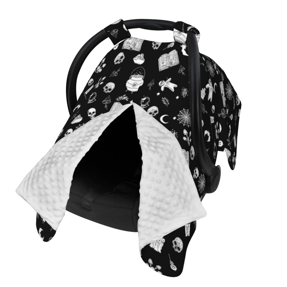 Yobvec Gothic baby seat cover front view shows universal fit for car seats.