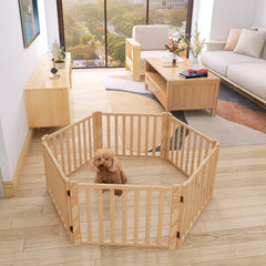 YOCAN Paint-Free wooden freestanding gate assembled for room separation and pet safety.