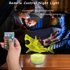 YODAFOOR Megalodon night light remote control changes colors from bed