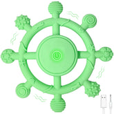 YOFUN baby teether green front view showing soft silicone design for teething relief
