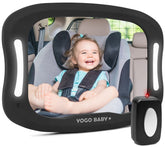 Yogo Baby car mirror with remote LED light gives a clear, safe view for nighttime driving.