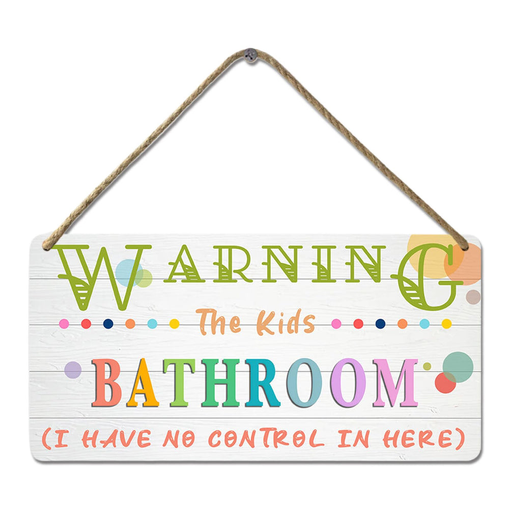 YOHIYE Kids bathroom sign front view—compact rustic charm adds playful decor.