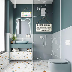 YOHIYE Kids bathroom sign wood texture detail for durable, fade-resistant display.