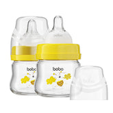 YOHKOH glass baby bottle 80ml slow-flow nipple supports gentle newborn feeding