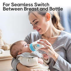 YOHKOH glass bottle close-up slow-flow nipple ensures natural feeding pace.