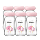 YOHKOH glass breast milk bottle front view for safe storage and leak-resistance for daily use