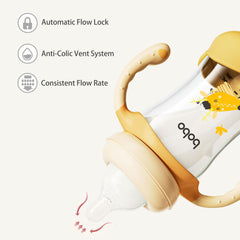 YOHKOH removable-handle bottle aids little hands in gripping.