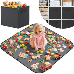 YOHOOLYO 2-in-1 toy storage play mat cube, folds for simple cleanup after playtime.