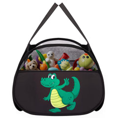 YOHOOLYO 95L toy storage basket front view with dinosaur pattern for easy toy cleanup