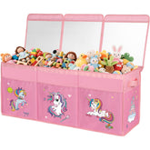 YOHOOLYO extra-large toy box with collapsible pink lids for organized play