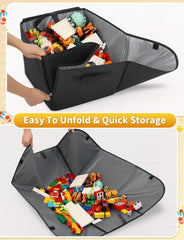 YOHOOLYO toy storage mat unfolded into a 43 by 43 inch play area.