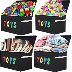 YOLOXO XL black linen toy storage bin keeps toys organized and accessible.