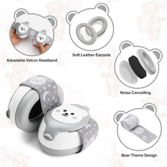 YomauiYee baby earmuffs headband adjustment demonstrates secure, comfortable wear during outings.