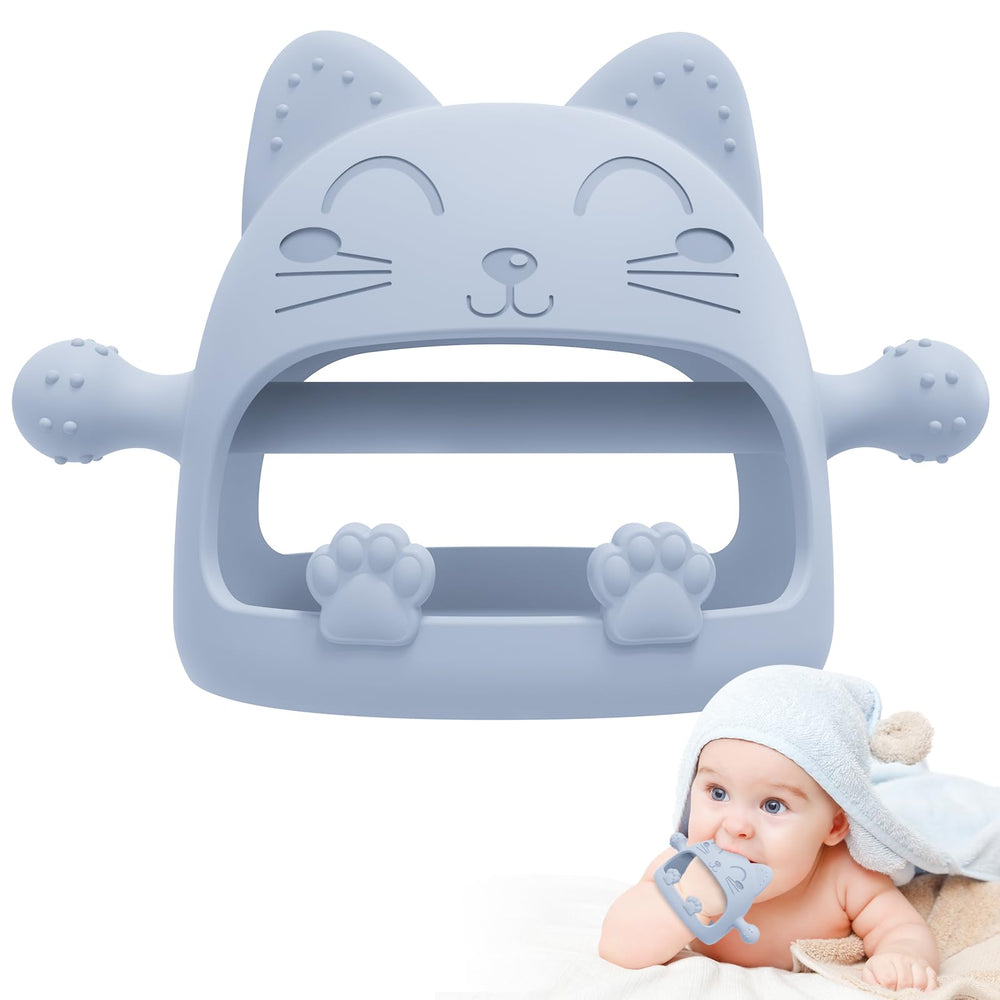 YomauiYee baby teether cat front view soothes newborn gums.