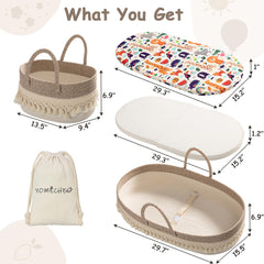 YOMECHEO diaper caddy storage helps keep wipes, creams organized within reach.
