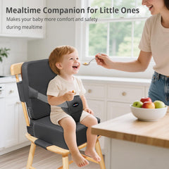 YONTINY Toddler Booster Seat non-slip base keeps movements steady during meals.
