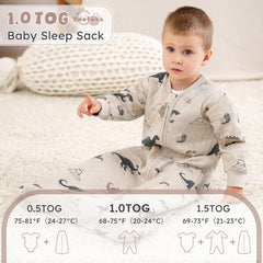 Yoofoss 1.0 tog sleep sack in use provides all-season comfort in cool rooms.