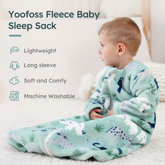 Yoofoss 1.5 tog fleece sleep sack provides comfortable warmth for moderate temperatures.
