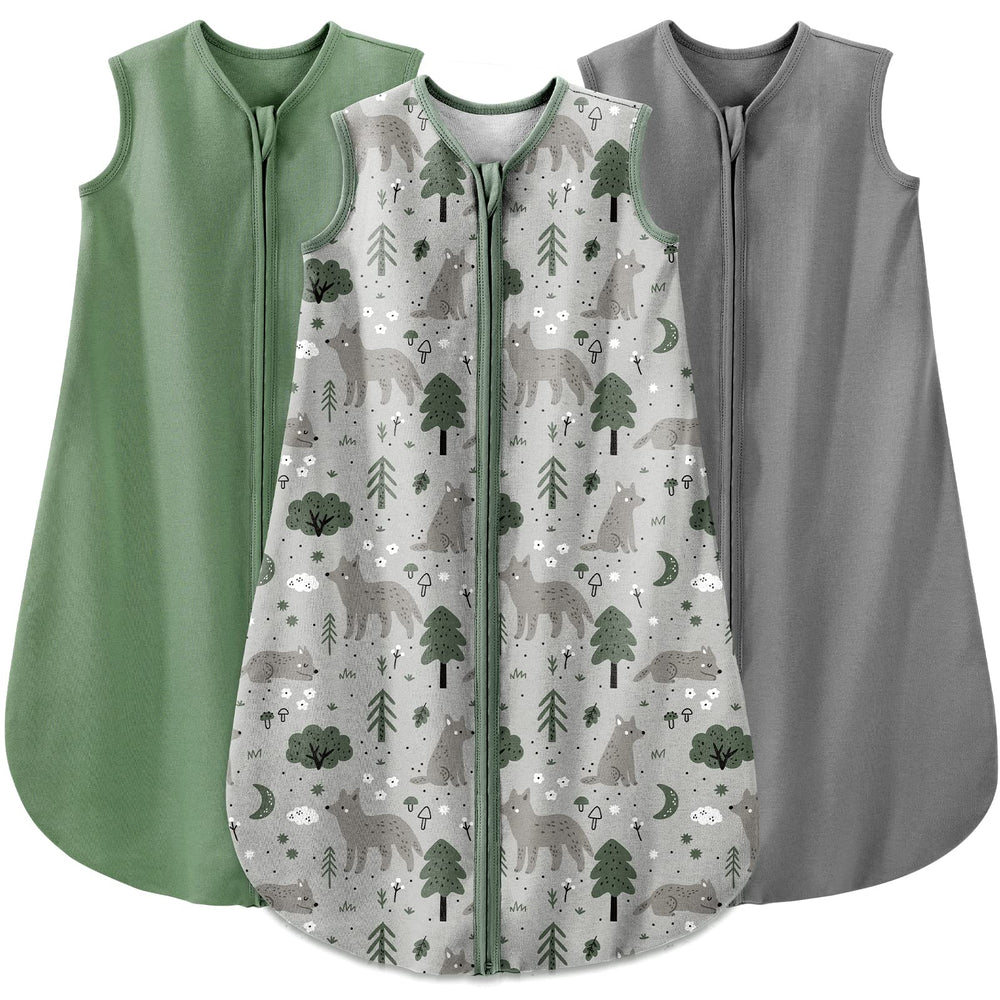 Yoofoss baby sleep sacks in three colors for coordinated bedtime outfits.