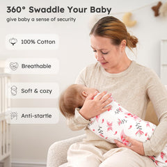 Yoofoss baby swaddle with ergonomic hip support for healthy positioning.
