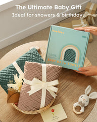 Yoofoss baby towel being used after bath shows multiuse as swaddle or cover.