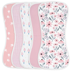 Yoofoss baby burp cloths floral design front view showing soft organic cotton and absorption