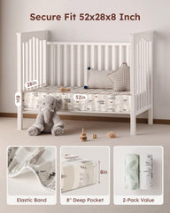 Yoofoss fitted crib sheet with elastic band ensuring smooth, secure fit